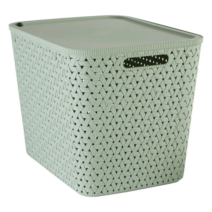 Panier "Tressy" en plastique sauge 28L