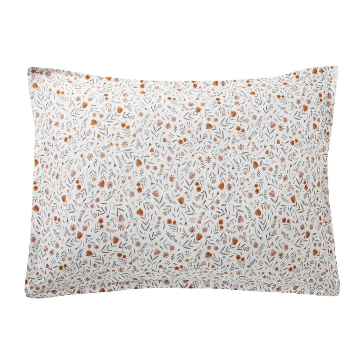 Taie d'oreiller imprimée en percale de coton, HONORÉ, Orange Écureuil