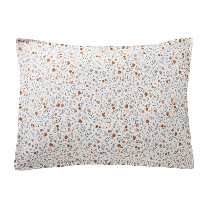 Taie d'oreiller imprimée en percale de coton, HONORÉ, Orange Écureuil