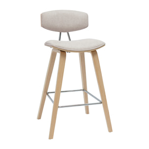 Tabourets de bar design en tissu effet velours texturé beige et bois clair H69 cm (lot de 2) VASCO