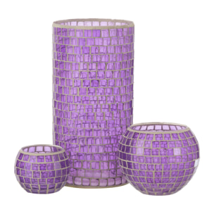 J-Line Vase Mosaiques Rond Verre Mauve