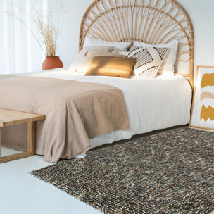 Tapis shaggy tissé en laine motif faux uni RABI