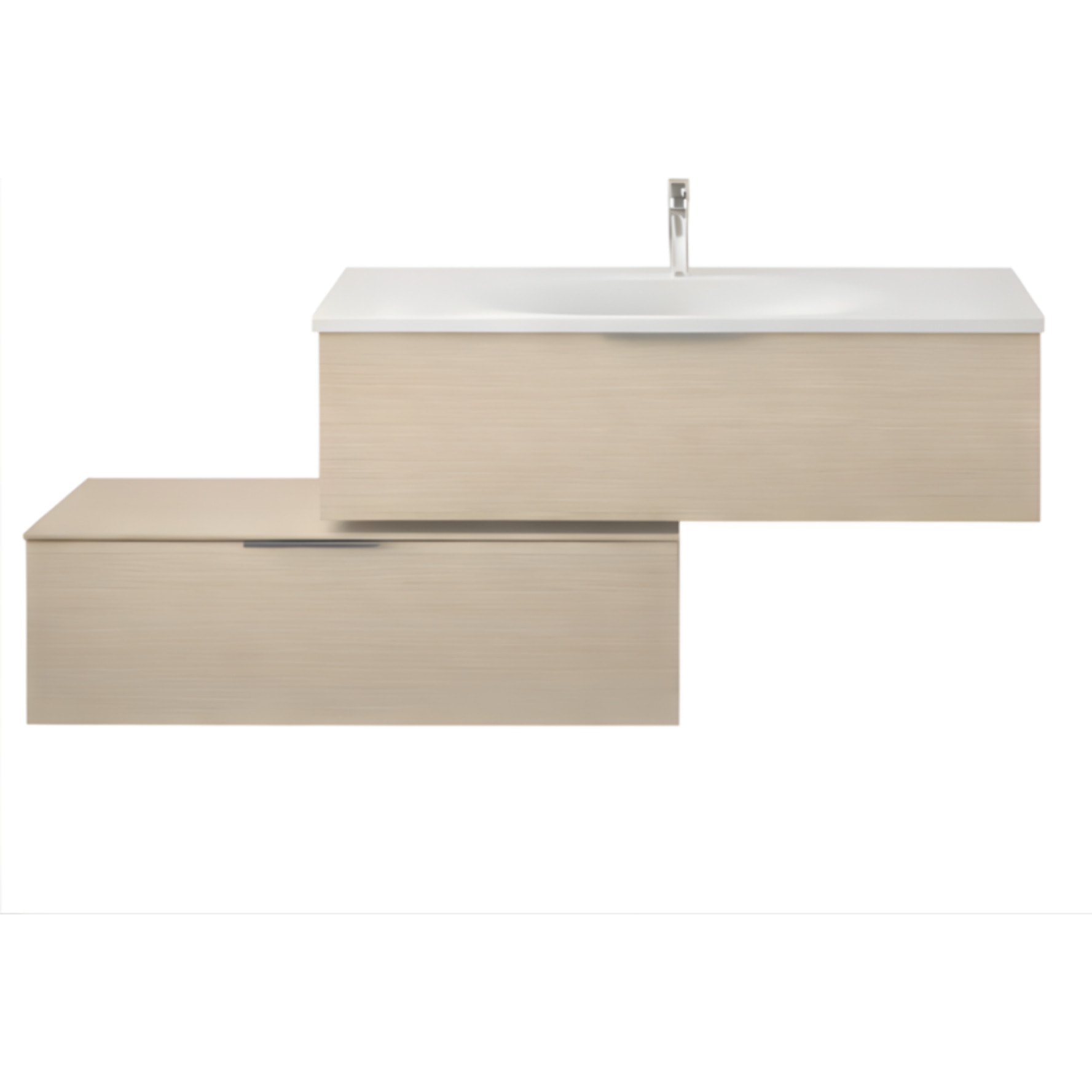 Meuble vasque 120 cm Olena en décalé chêne