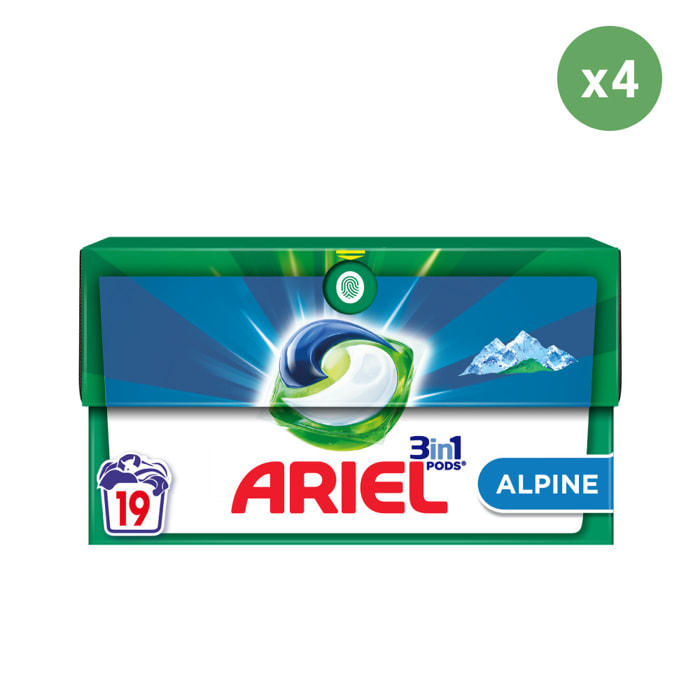 4x19 Pods Alpine, Lessive En Capsules Ariel