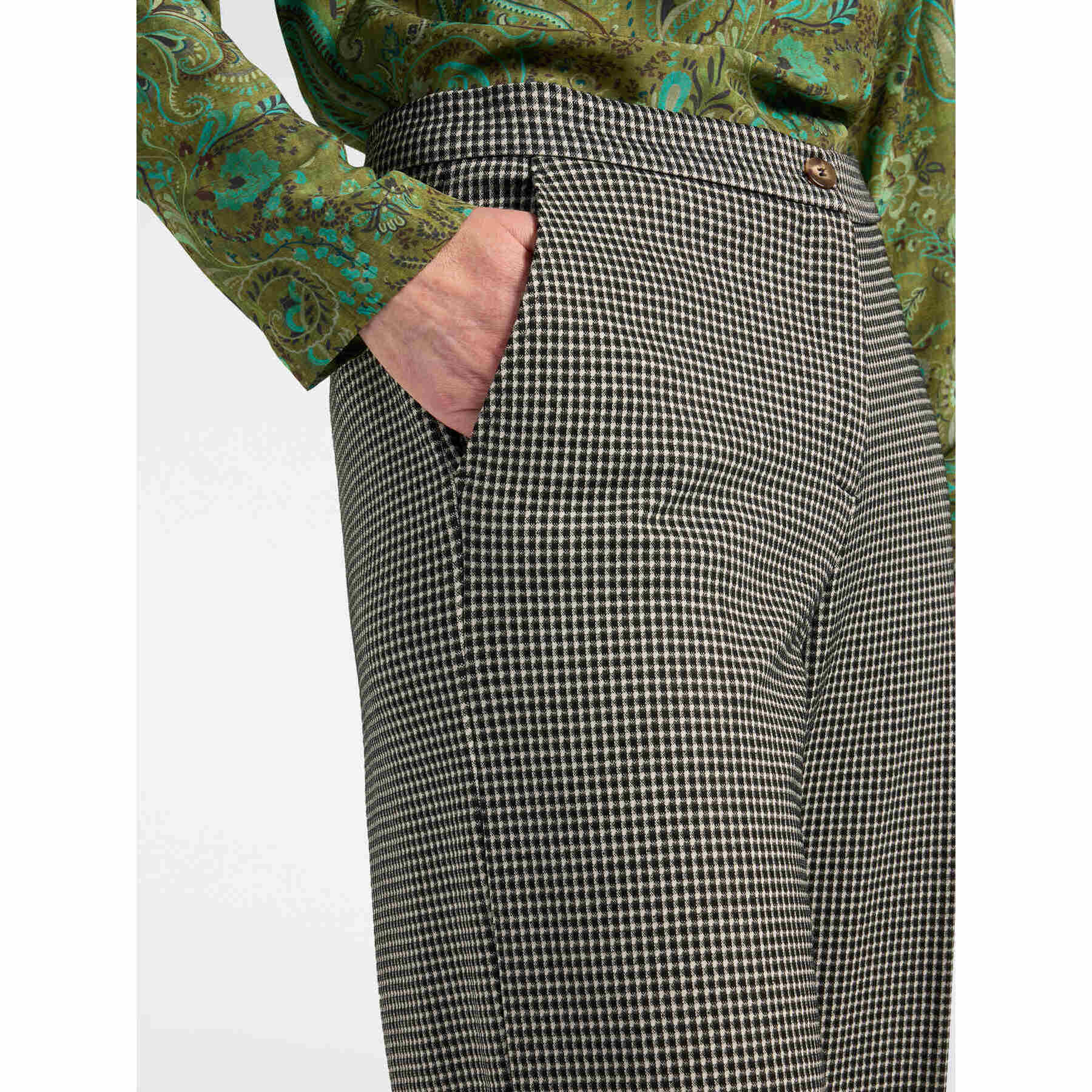 Elena Mirò - Pantalones cropped jacquard de cuadros - Negro