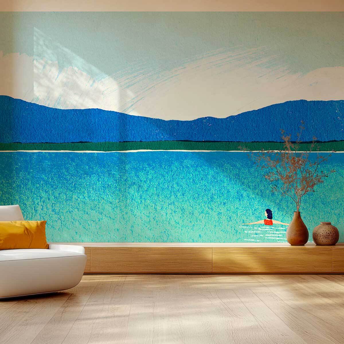 Papier peint panoramique nage au lac Intissé