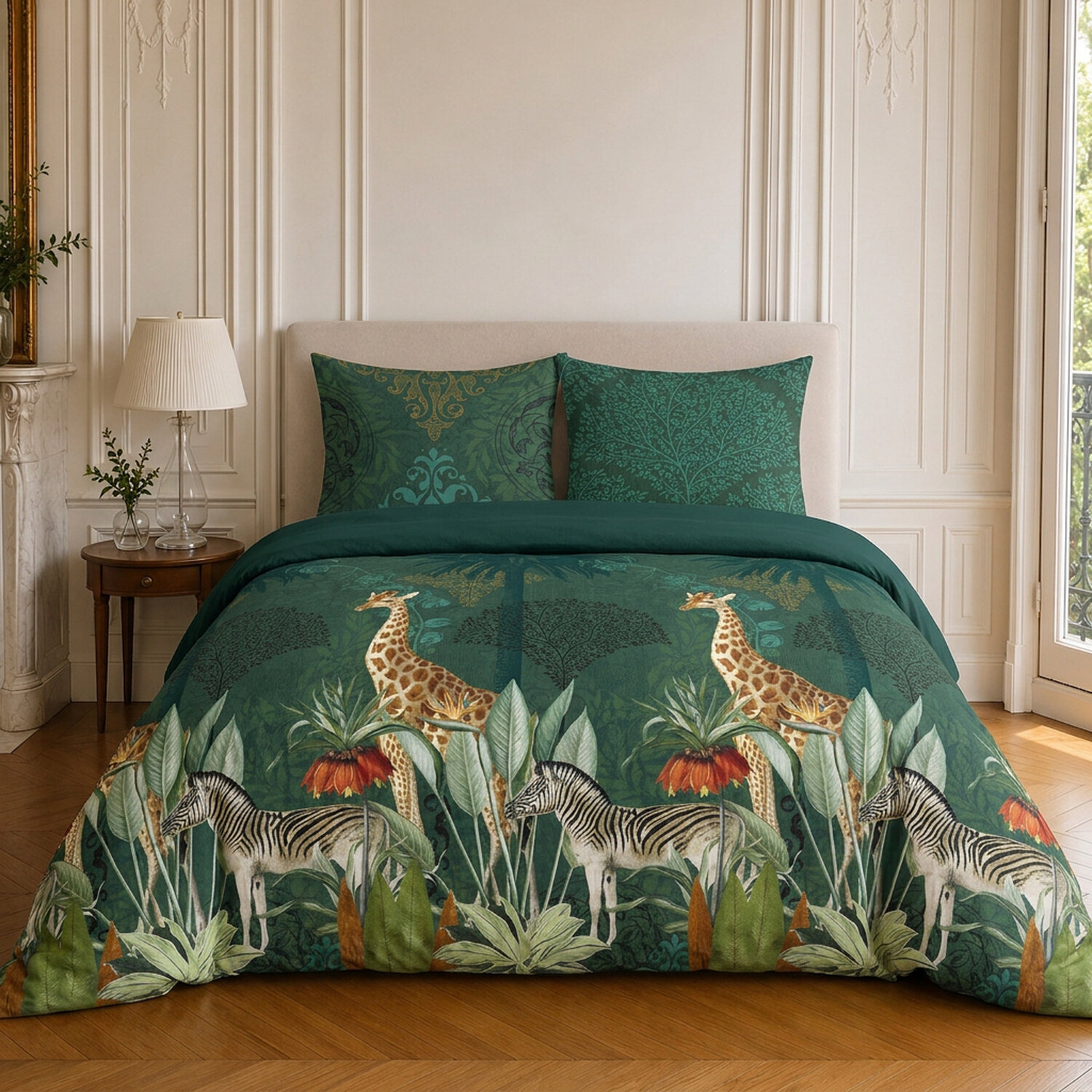 Parure housse de couette 100% coton motif tropical - ZAMBI