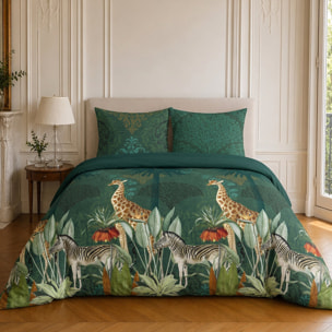 Parure housse de couette 100% coton motif tropical - ZAMBI
