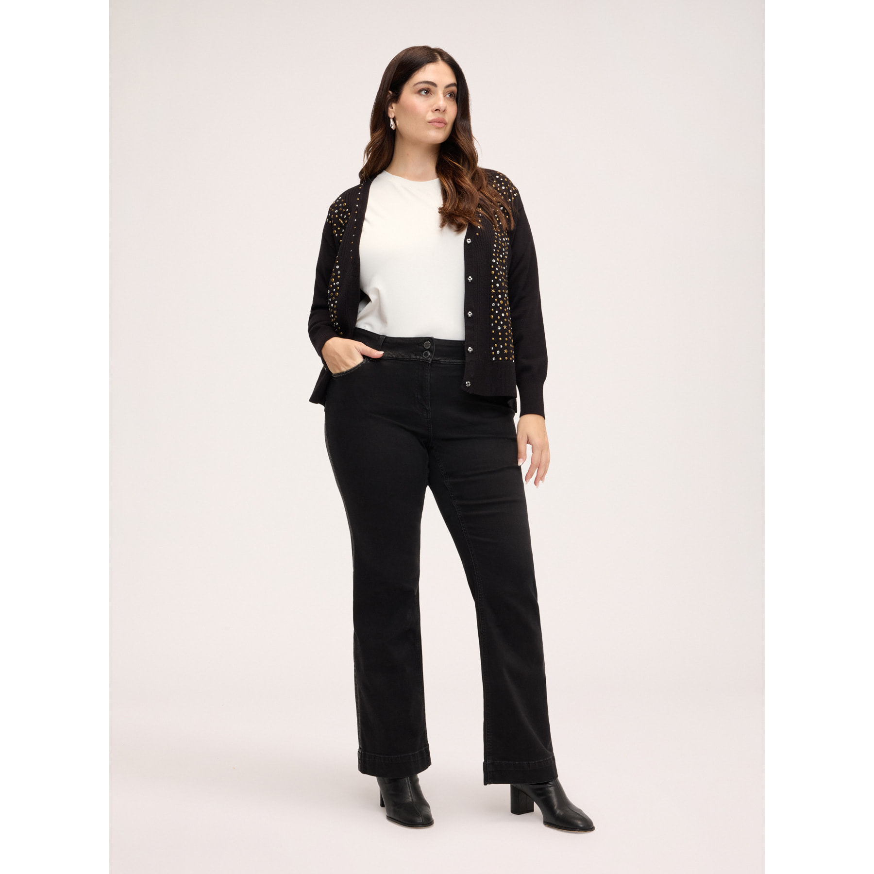 Fiorella Rubino - Jeans bootcut con lavado rinse oscuro - Negro