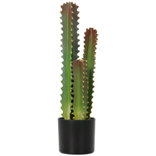 Cactus Artificial 66 cm, Planta Artificial Decorativa con Maceta y 3 Hojas, para Decoración del Interior, Hogar, Oficina, Salón, Verde