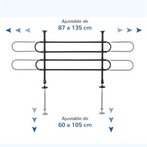 Separador de Coche para Perros Ajustable en Ancho y Altura Acero 87-135x60-105cm