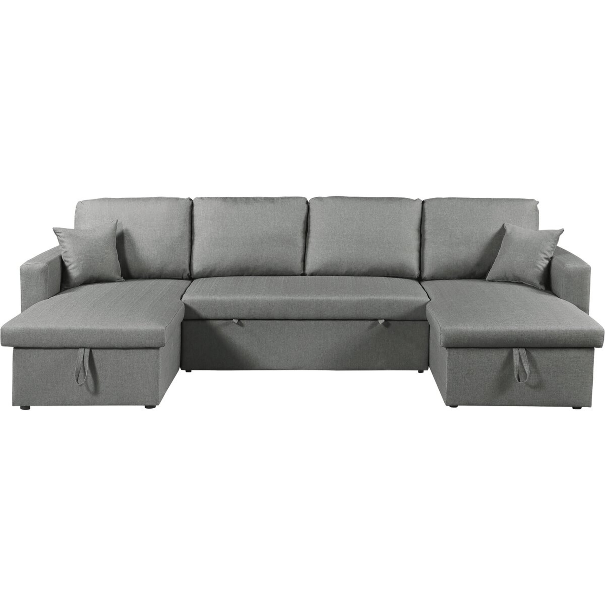 Canapé d'angle panoramique convertible en tissu "Alain" - 4 places - Gris