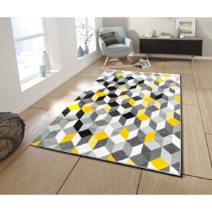 Gala - Tapis de salon moderne à motif graphique jaune