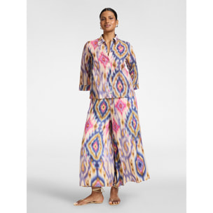 Elena Mirò - Camicia in mussola di cotone stampata - Viola