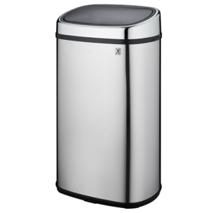 Poubelle push inox CITY argent 58L