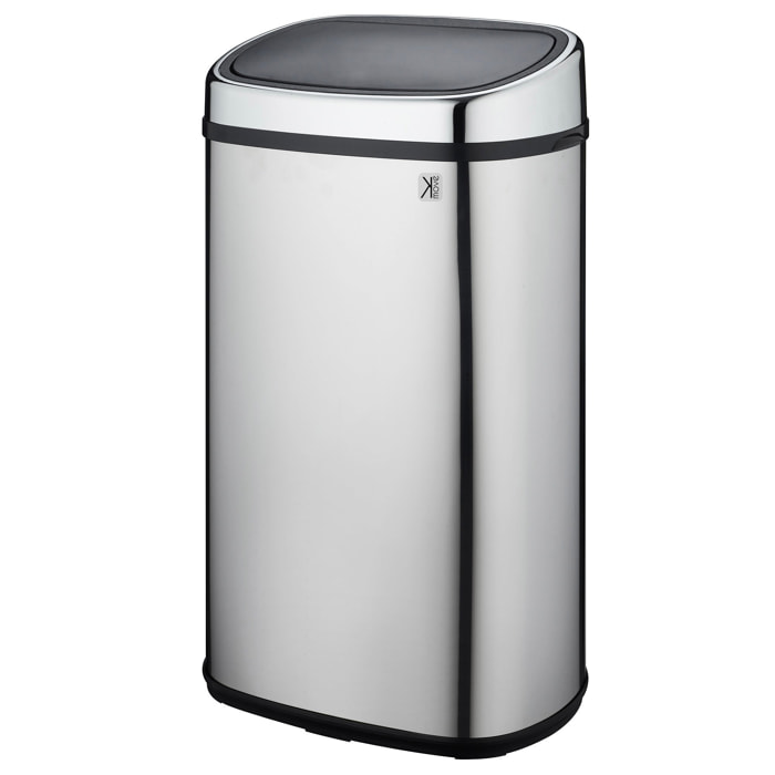 Poubelle push inox CITY argent 58L
