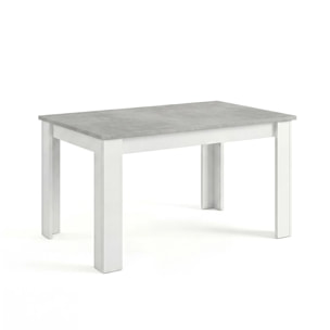 Mesa de comedor extensible en blanco artik y gris cemento 140-190x90 cm Sira Blanco Artik (Blanco Mate) - Gris Cemento