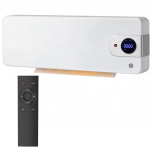 HOMCOM Calefactor Eléctrico Cerámico de Pared, 2000W, con WiFi App, 3 Modos, Pantalla LED, Termostato Regulable, Temporizador 24h, Oscilación, Mando a Distancia y Detección de Ventanas Abiertas