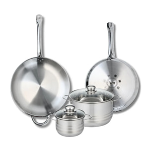 Ensemble de 2 Poêles de cuisson 28 et 32 cm et 2 faitouts 14 et 20 cm Elo Profi Brillant