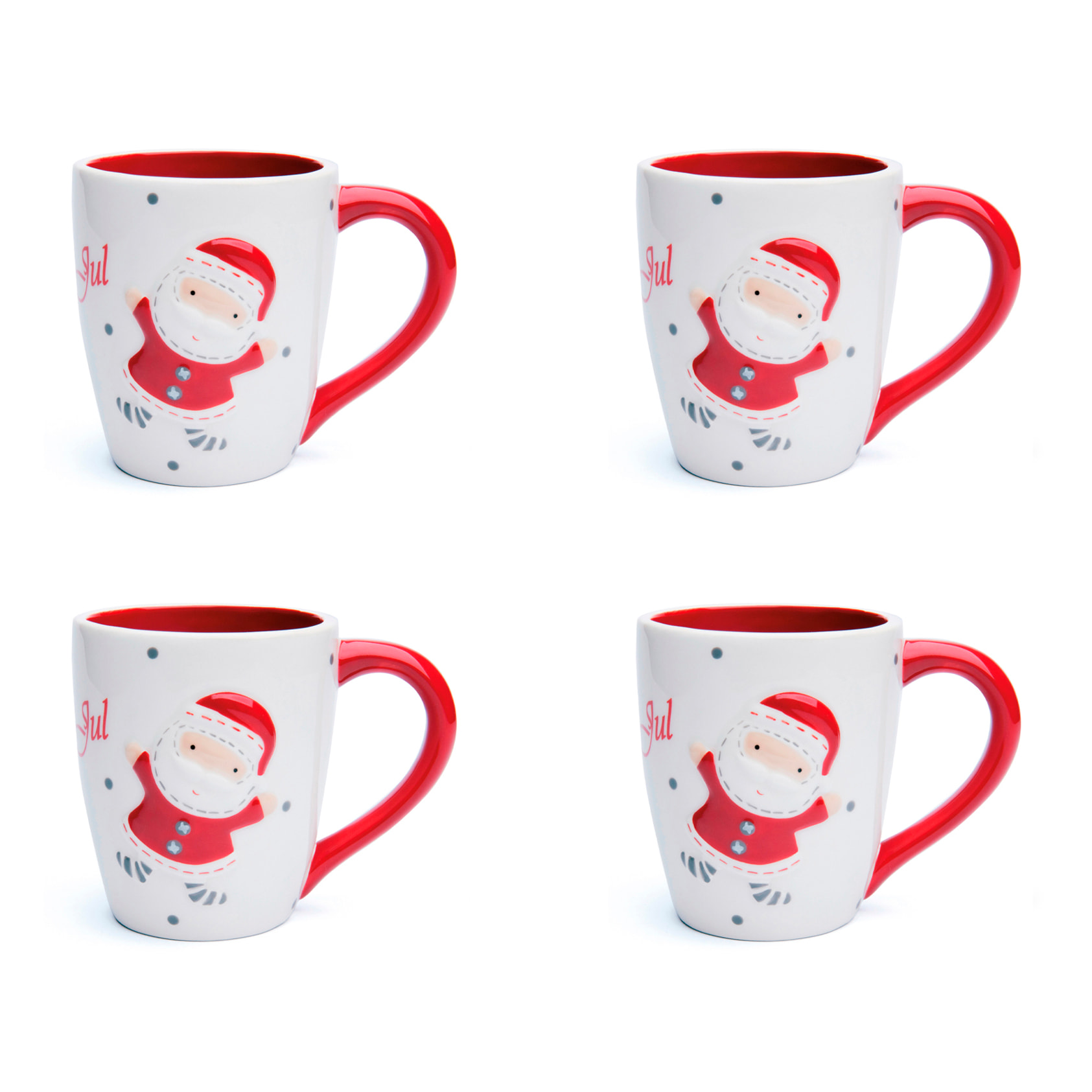 Set 4 Mug Excelsa - Santa Claus, Ceramica Bianca