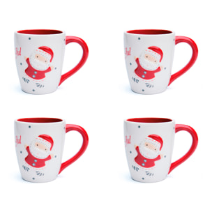 Set 4 Mug Excelsa - Santa Claus, Ceramica Bianca