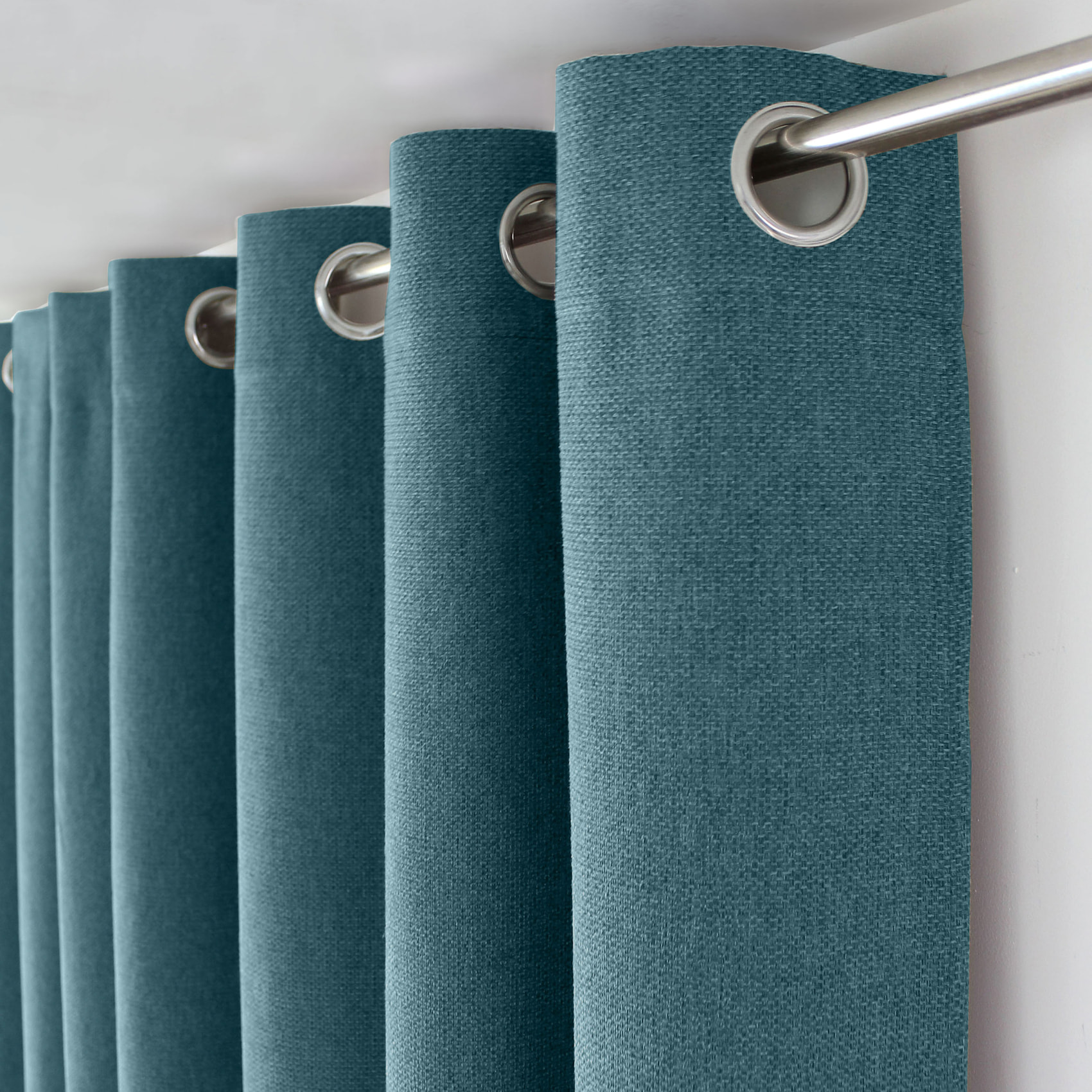 Rideau à oeillets en velours chenillé - Bleu Canard