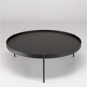 DALY - Table basse ronde noire 102x102cm piètement métal