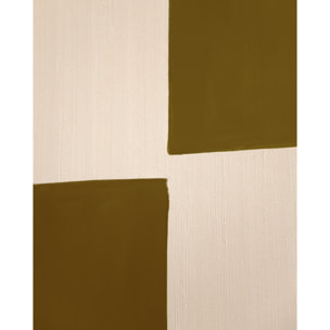 Tableau moutarde et blanc décoratif sur coton avec cadre en bois peint à la main à la peinture l'huile en différentes tailles
