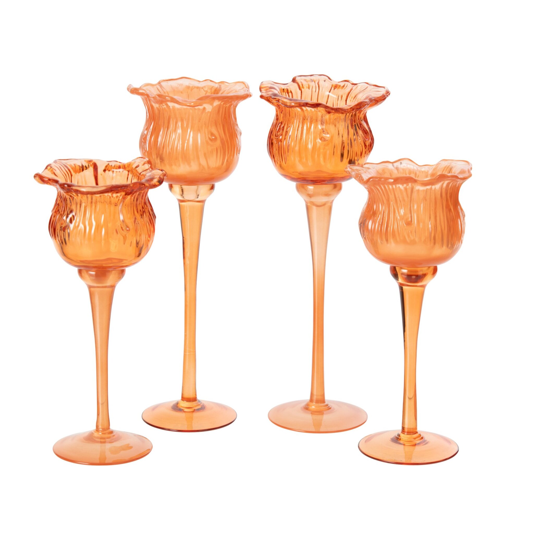 J-Line photophore sur base tulipe - verre - orange - large - assortiment de 2