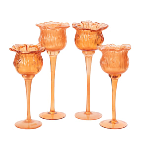 J-Line photophore sur base tulipe - verre - orange - large - assortiment de 2