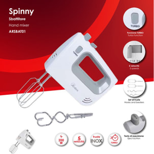 Sbattitore Elettrico Ardes Spinny ARSBAT01 Hand Mixer 200 W Bianco