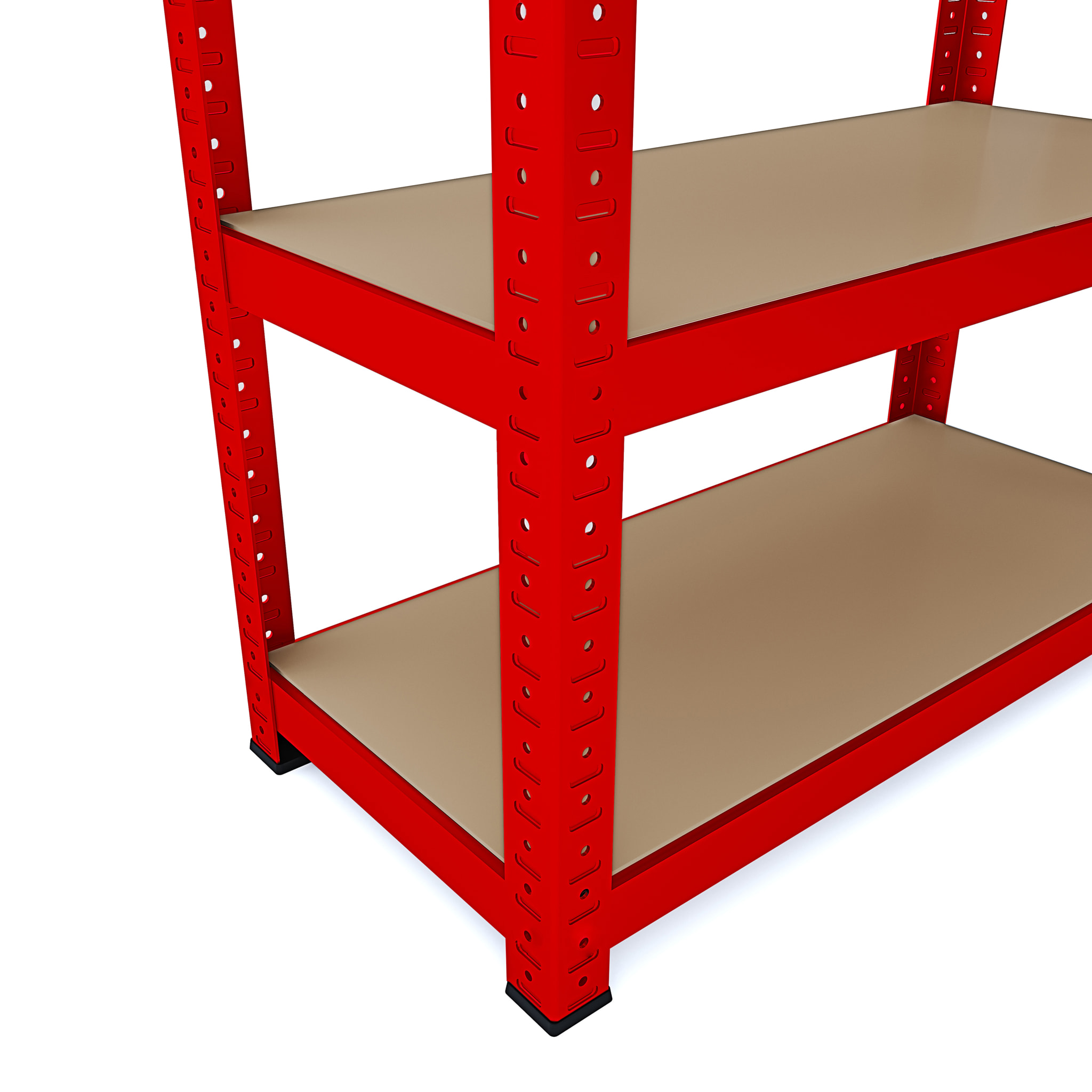 Set di 2 Scaffali In Metallo e MDF - Alta Portata Fino a 875 kg - 5 Ripiani Per Garage Officina Cantina Magazzino - Modulare - Rosso - 180x90x40 cm