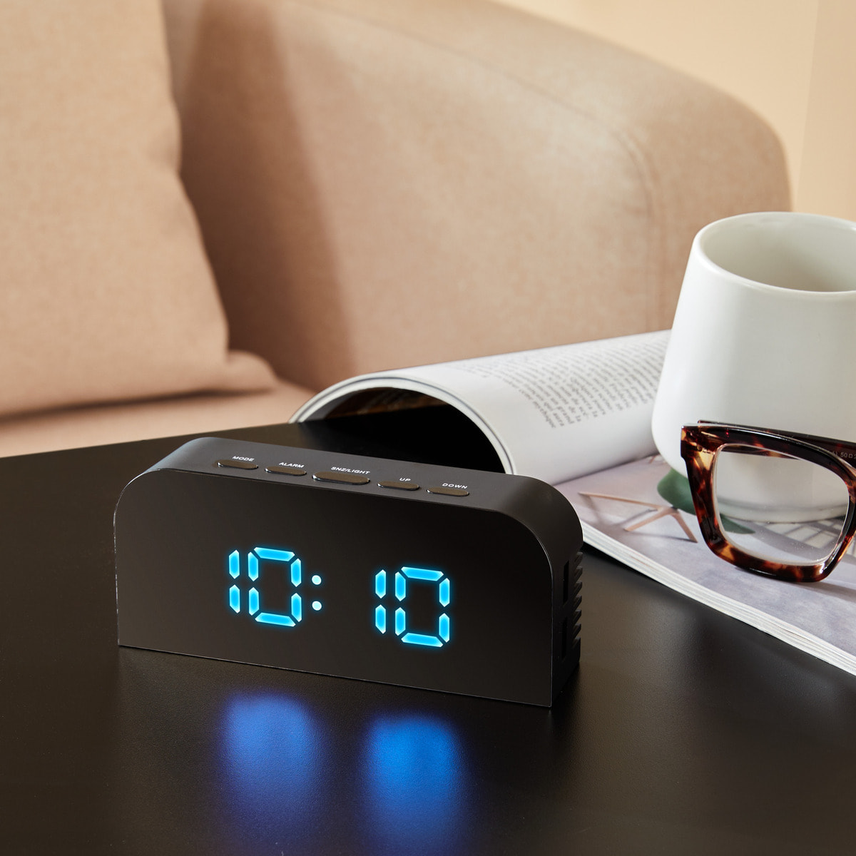 Réveil digital "Nelson" noir 14x6x3,5cm