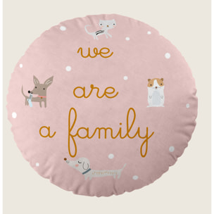 Cojín Redondo Estampado - Con Relleno - Algodón - Amigos Peludos