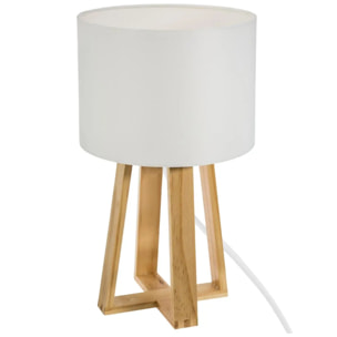 Lampe "Molu" - bois et blanc H35 cm