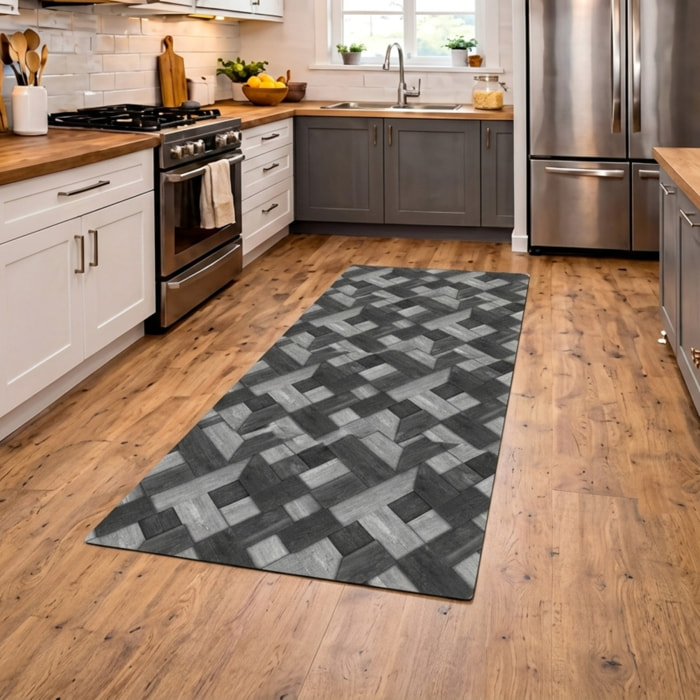 CASSESE HOME Passatoia/Tappeto Bordato in Poliestere con Retro Antiscivolo in PVC Made in Italy_Dec.1079