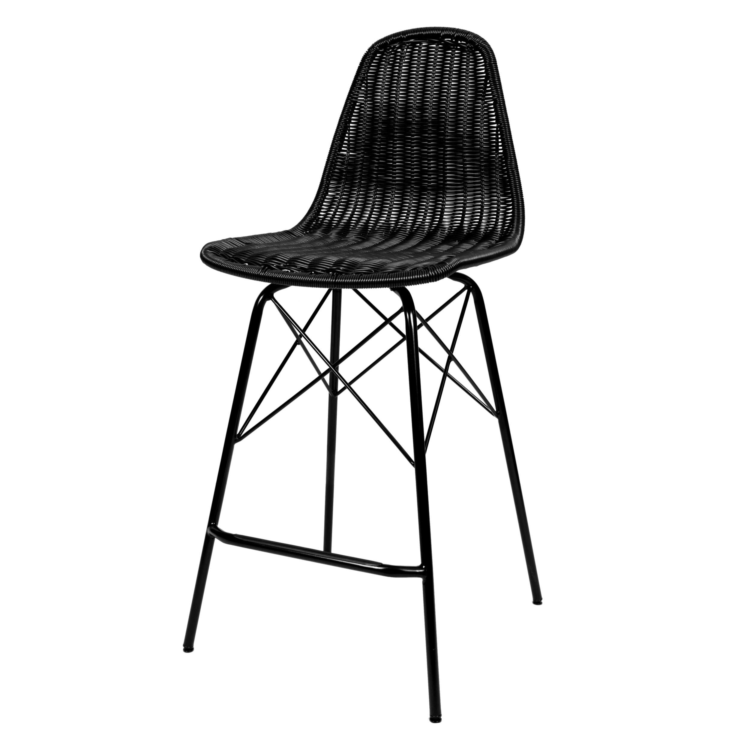 Chaise de bar mi-hauteur Tiptur en résine tressée noire 63 cm (lot de 2)