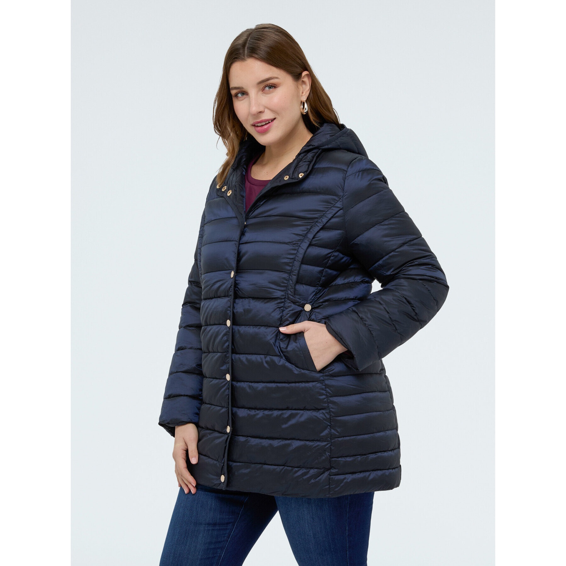 Fiorella Rubino - Piumino trapuntato con cappuccio rimovibile - Blu