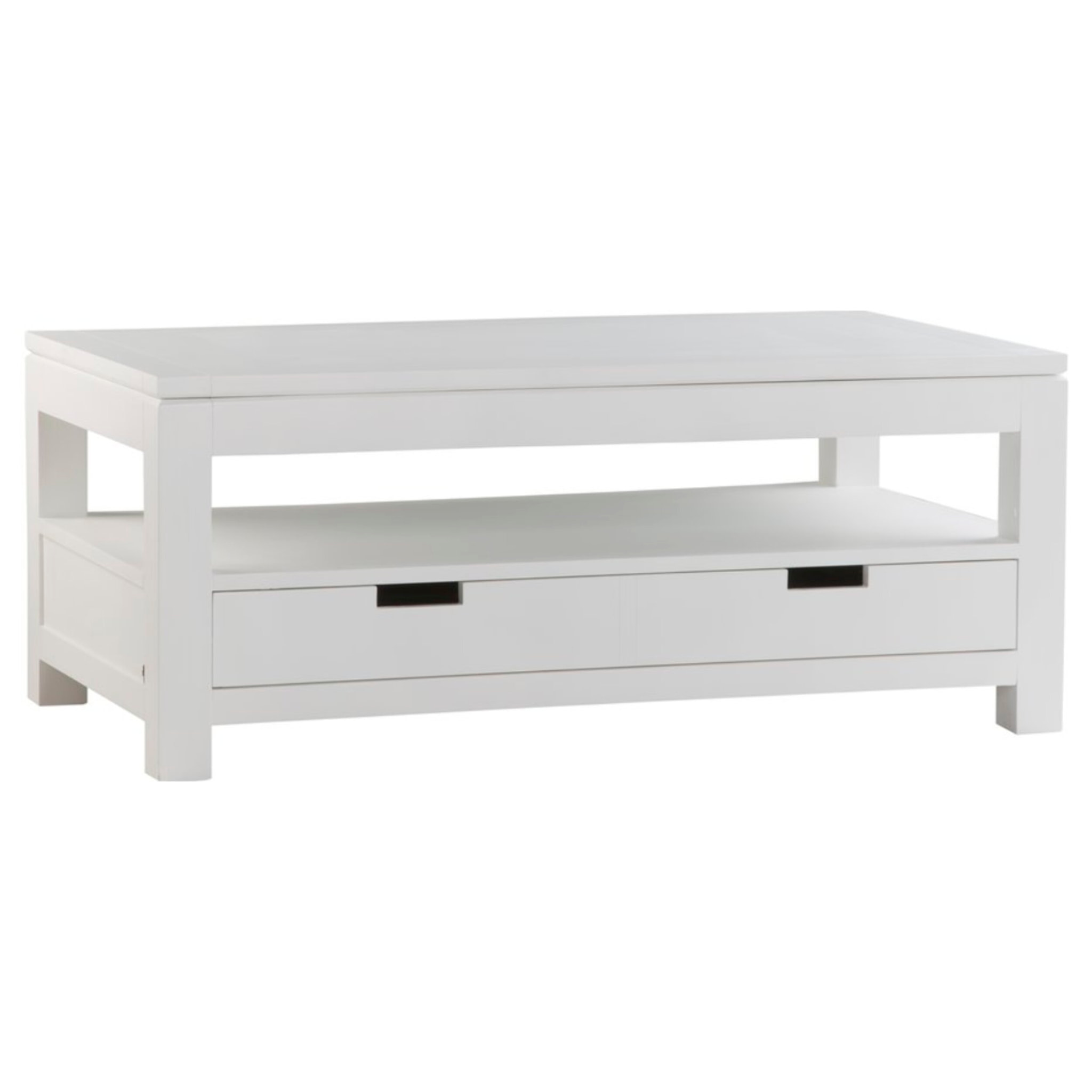 Table basse avec plateau relevable Jil -bois massif et panneau de mdf-couleur laqué blanc mat 110 x 45 x 60 cm