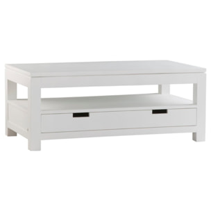 Table basse avec plateau relevable Jil -bois massif et panneau de mdf-couleur laqué blanc mat 110 x 45 x 60 cm