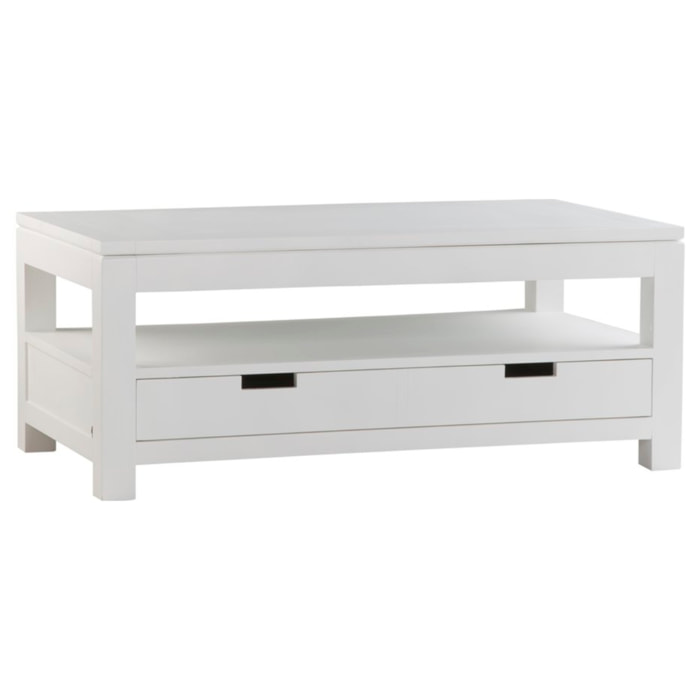 Table basse avec plateau relevable Jil -bois massif et panneau de mdf-couleur laqué blanc mat 110 x 45 x 60 cm
