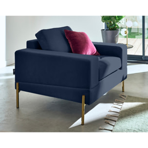 Isaure - fauteuil en velours - Bleu marine
