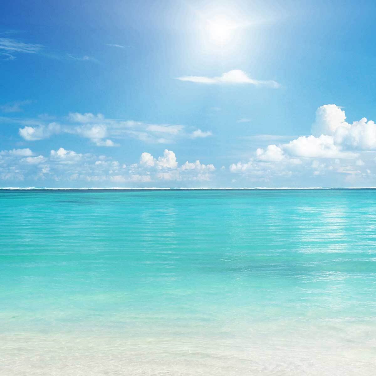 Affiche encadrée fenêtre vue plage tropicale Affiche + cadre en métal - Noir