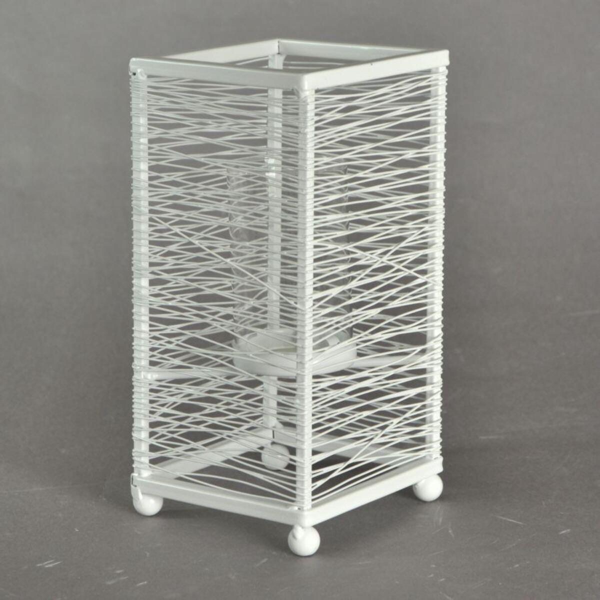 Portacandele in metallo bianco piccolo cm11x11h23