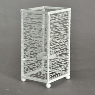 Portacandele in metallo bianco piccolo cm11x11h23