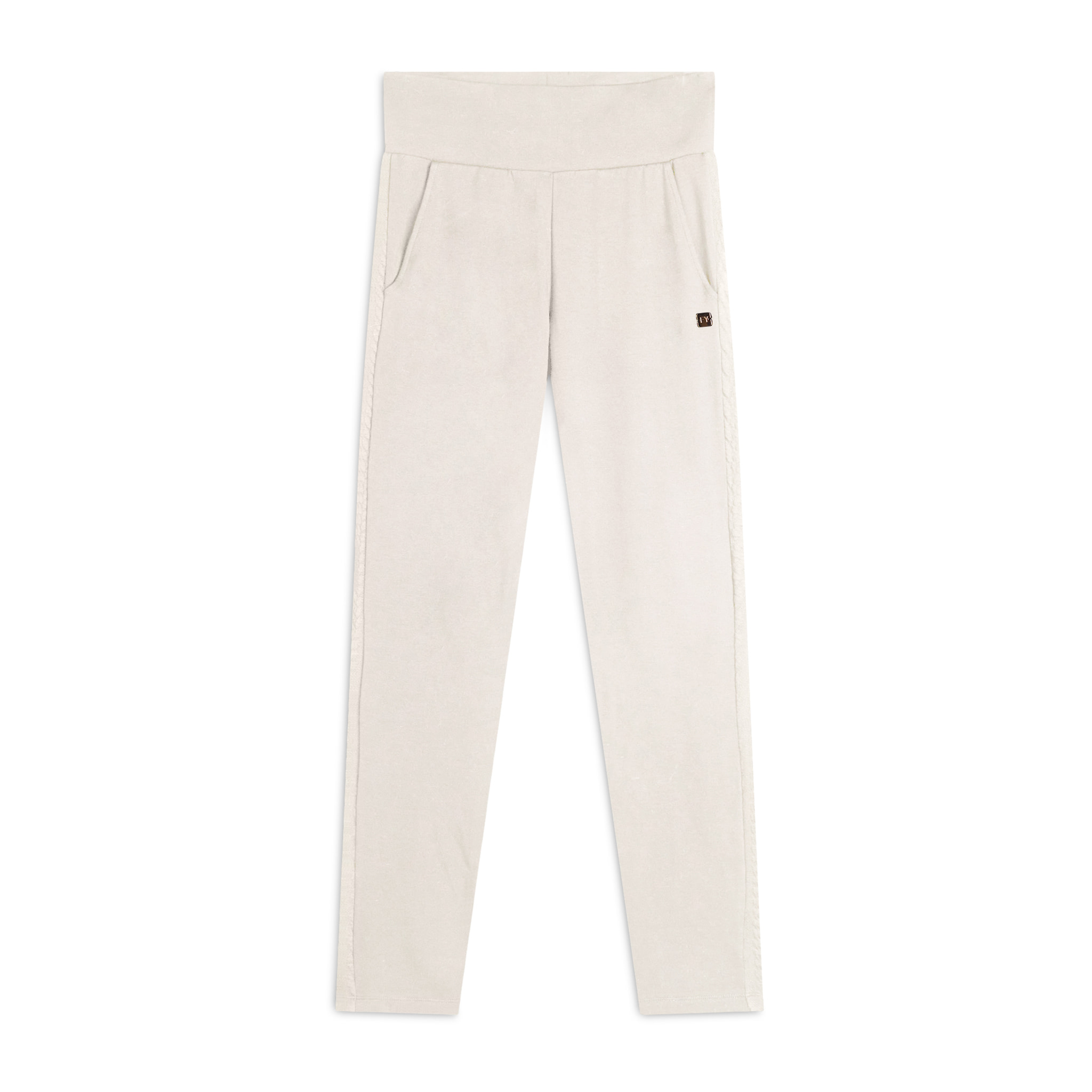 Pantalone donna in felpa viscosa con bande intrecciate