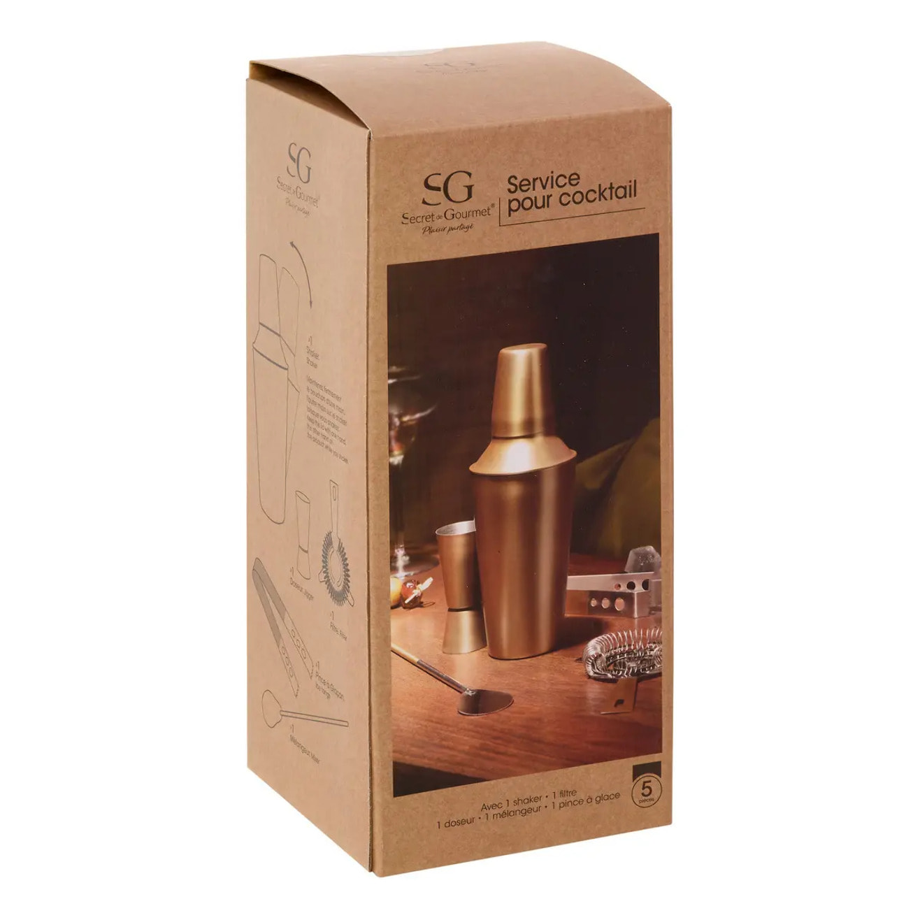 Coffret cocktail Gold inox doré