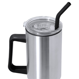 Jarra térmica de 1,2 L de capacidad en acero inoxidable e interior de PP en color negro. Con tapadera de cierre a presión. Libre de BPA.