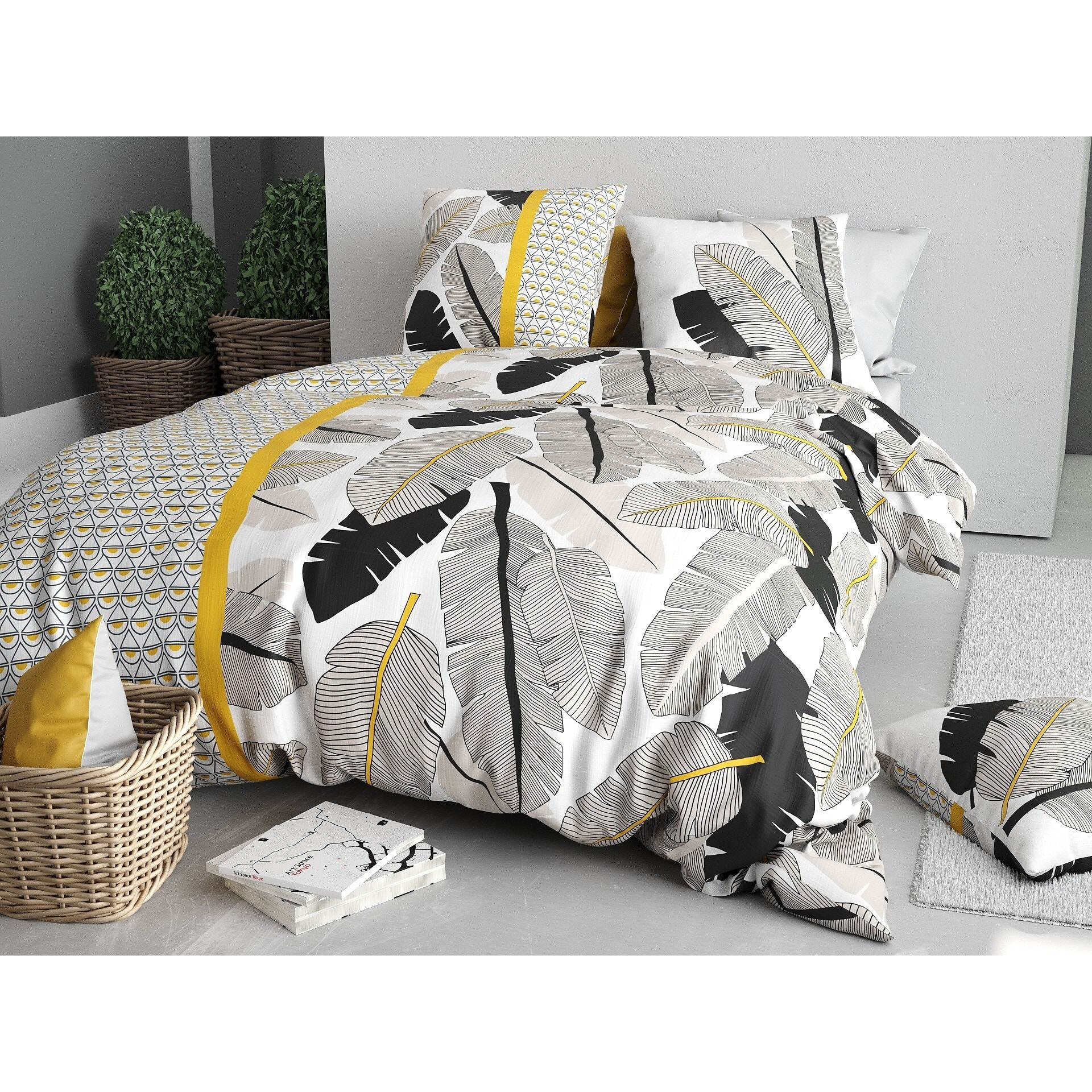 Parure housse de couette imprimée + 2 taies Palmora