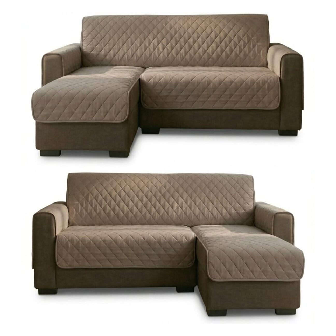 Copridivano 2 posti con penisola impermeabile e antimacchia, telo protettivo con braccioli adattabile a penisola destra e sinistra, vestibilità pratica e versatile, protegge da liquidi e sporco, facile da lavare, ideale per uso quotidiano